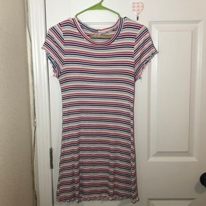 Multi color stripped mini fitted dress